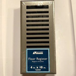 Accord AMFRSNBK410 Satin Nickel Finished Metal Floor Register  4” X 10” NEW